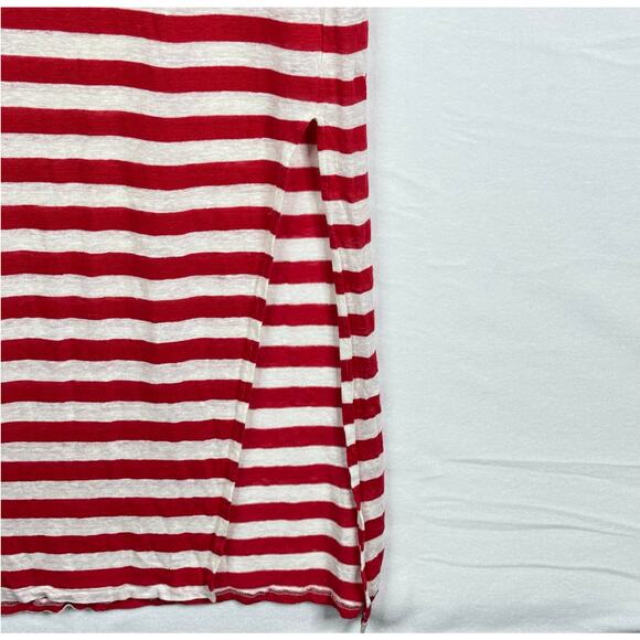Michael Stars Sleeveless Scoop Linen Side Slit Striped Maxi Dress Red White XS - Picture 4 of 8